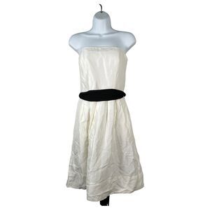 White House Black Market Silk Linen White Tube Top Strapless Dress Size 6 NEW